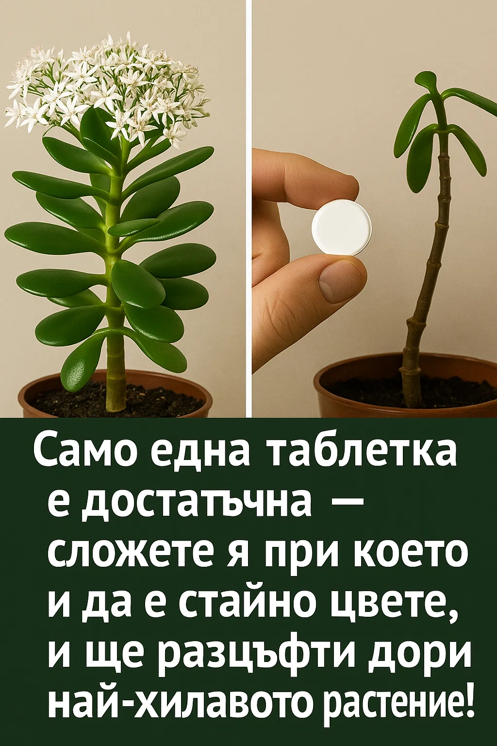 Само една таблетка, поставена при което и да е стайно цвете, е достатъчна, за да разцъфти обилно дори най-слабичкото растение.