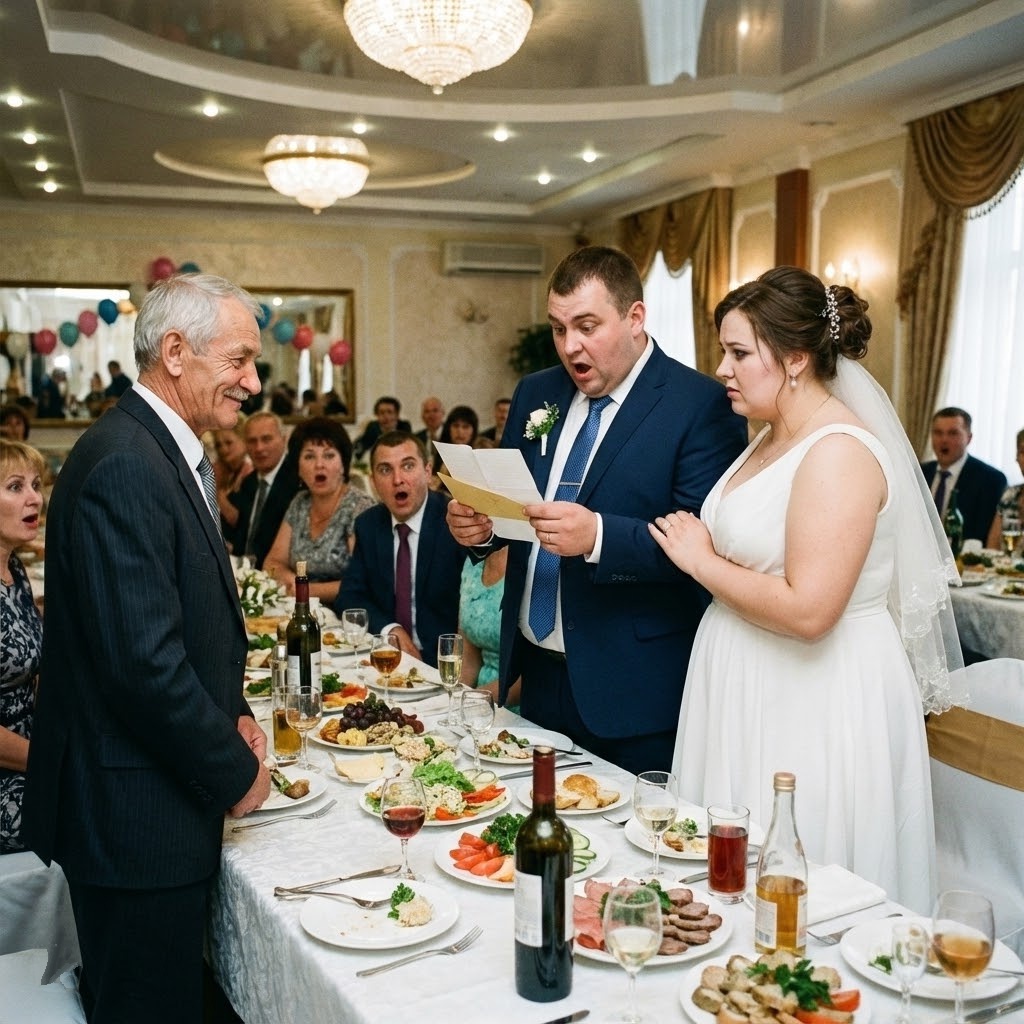 Бащата подаде на дъщеря си на сватбата обикновен плик. Роднините на младоженеца се спогледаха и едва прикриха усмивките си. Момичето отвори плика и започна да чете. После, без да каже нито дума, подаде листа на младоженеца. Той прочете… и бавно се свлече на стола.